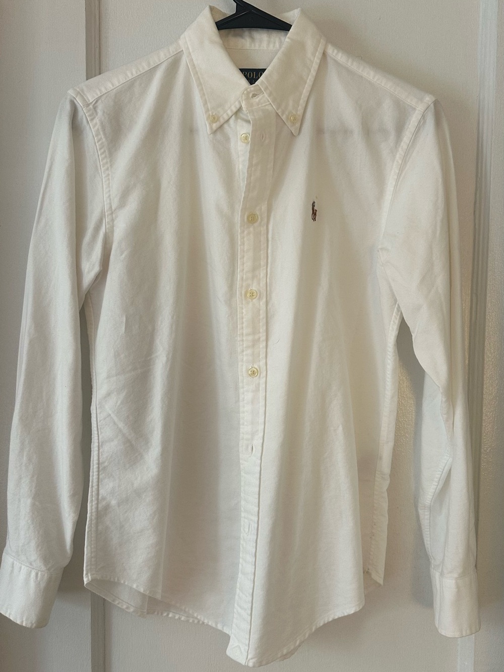Ralph Lauren White Button-Down Oxford Shirt with Embroidered Pony